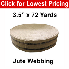 Load image into Gallery viewer, Jute Webbing-  3.5" x 72 Yards (Black Striping)