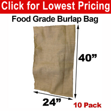 Load image into Gallery viewer, Burlap Bags - 24&quot; x 40&quot; Food Grade (10 Pack)