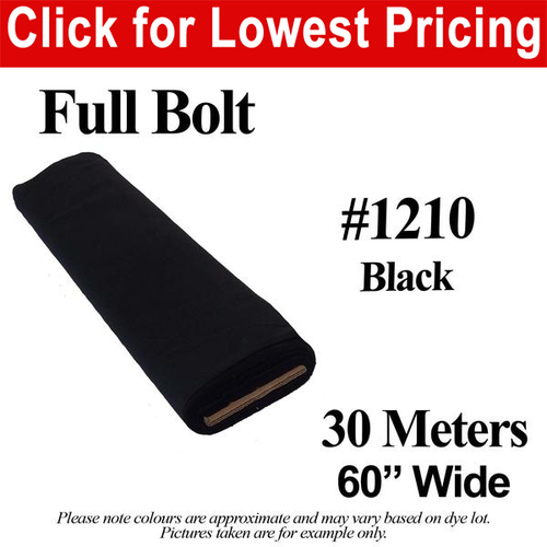 #1210 Black Broadcloth Full Bolt (60