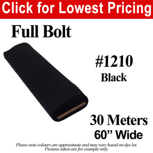 #1210 Black Broadcloth Full Bolt (60" Wide x 30 Meters)
