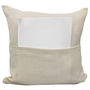 Blank Sublimation Linen-Look Pocket Pillow Cover - 16” x 16” with 14" wide zipper