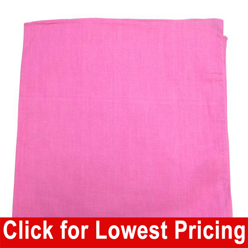 Pink Bandana - 100% Cotton - Solid Color - 12 Pack