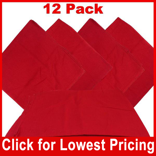 Red Bandana - 100% Cotton - Solid Color - 12 Pack